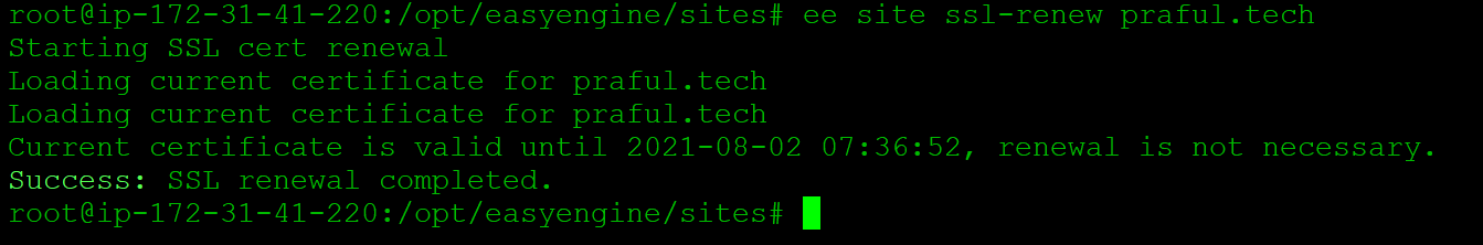 command for renew ssl in ee4
