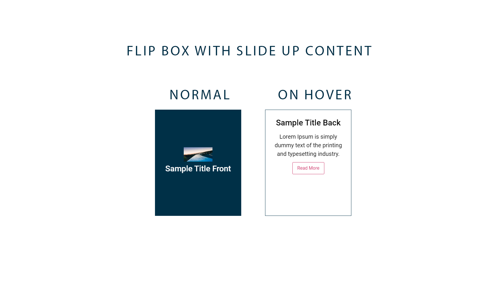 Example for Flip box with Slide up content demo With Sample Code