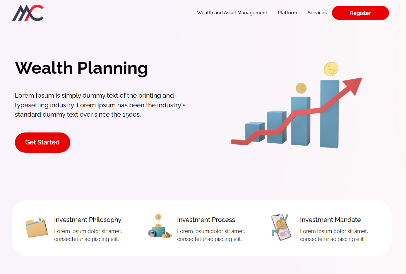 Finance and Investment Landing Page Sample Design and Demo